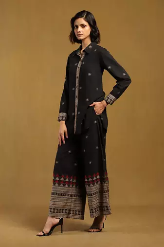 Ritu kumar black aurelia shirt with palazzo co-ord set