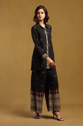 Ritu kumar black aurelia shirt with palazzo co-ord set