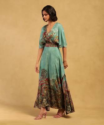 Ritu kumar green paradise long dress with bustier 2
