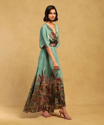 Ritu kumar green paradise long dress with bustier 3