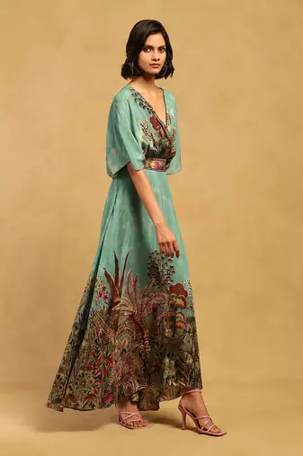 Ritu kumar green paradise long dress with bustier