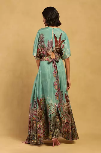 Ritu kumar green paradise long dress with bustier