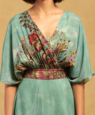 Ritu kumar green paradise long dress with bustier 5