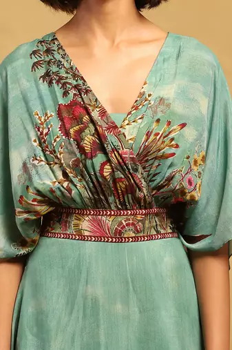 Ritu kumar green paradise long dress with bustier