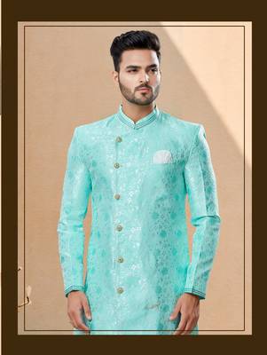 Havy banarasi jackard with thread work indowestern sherwani 2