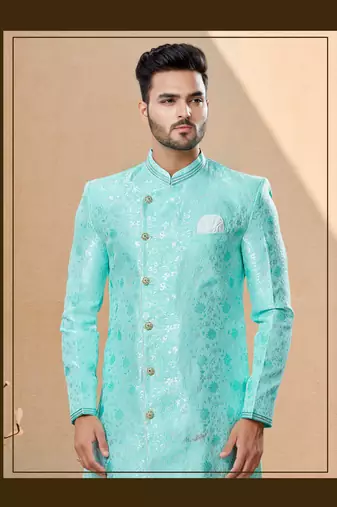 Havy banarasi jackard with thread work indowestern sherwani