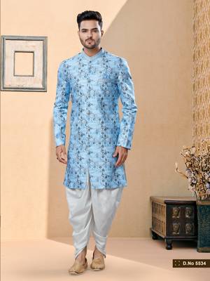 Jackard digital printed with thread work indowestern sherwani set 1