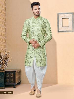 Jackard digital printed with thread work indowestern sherwani set 1