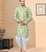 Jackard digital printed with thread work indowestern sherwani set