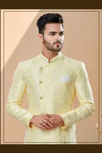 Havy banarasi jackard with thread work indowestern sherwani