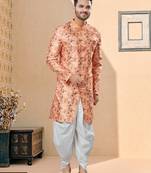 Jackard digital printed with thread work indowestern sherwani set