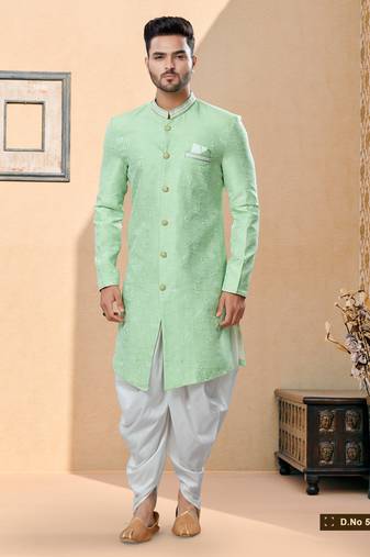 Havy banarasi jackard with thred work indowestern sherwani