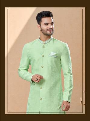 Havy banarasi jackard with thread work indowestern sherwani 2