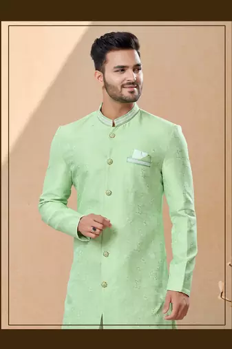 Havy banarasi jackard with thread work indowestern sherwani