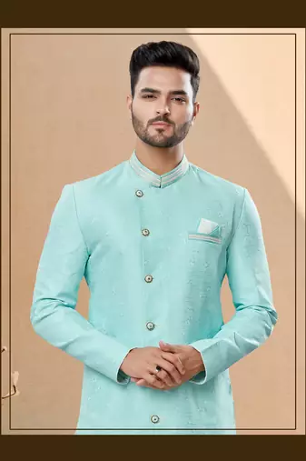 Havy banarasi jackard with thread work indowestern sherwani
