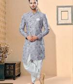 Havy banarasi jackard with thred work indowestern sherwani