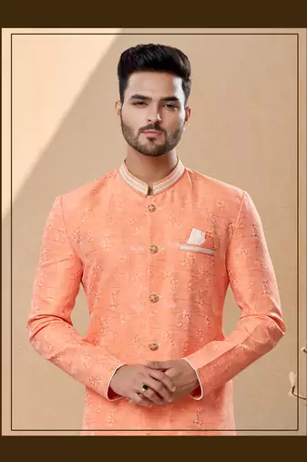 Havy banarasi jackard with thread work indowestern sherwani