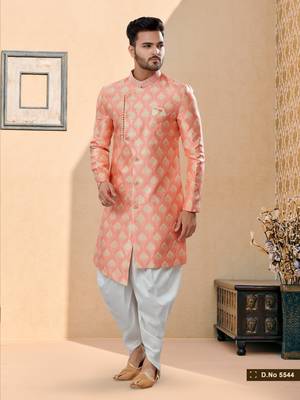 Havy banarasi jackard with stone and thread zari work indowestern sherwani 1
