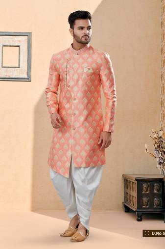 Havy banarasi jackard with stone and thred zari work indowestern sherwani