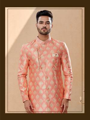Havy banarasi jackard with stone and thread zari work indowestern sherwani 2