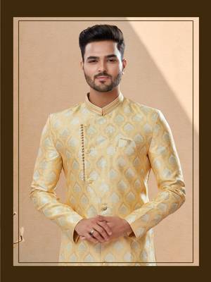 Havy banarasi jackard with stone and thread zari work indowestern sherwani 2