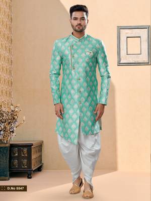 Havy banarasi jackard with stone and thread zari work indowestern sherwani 1