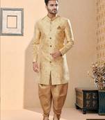 Havy banarasi jackard with thread zari work indowestern sherwani set