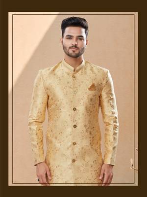 Havy banarasi jackard with thread zari work indowestern sherwani set 2