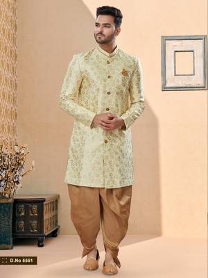Havy banarasi jackard with thread zari work indowestern sherwani set 1