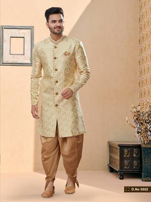 Havy banarasi jackard with thread zari work indowestern sherwani set 1