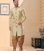 Havy banarasi jackard with thread zari work indowestern sherwani set