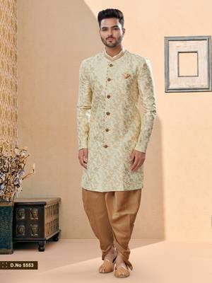 Havy banarasi jackard with thread zari work indowestern sherwani set 1
