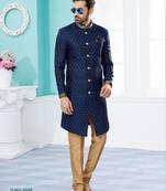 jacquard digital printed with thread work indowestern sherwani set
