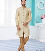 Banarasi Gold Sherwani set with Zari Embroidery