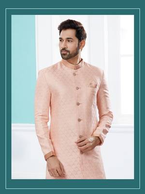 Havy banarasi jackard with thread zari work indowestern sherwani set 2