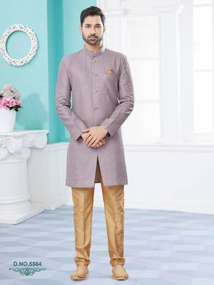 Jackard with full computer amrodery indowestern sherwani set 1