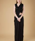 Black imported crush ready to wear saree