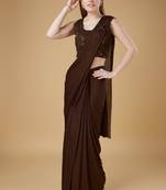 Brown imported crush ready to wear saree