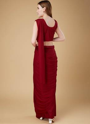 Red imported crush ready to wear saree 2