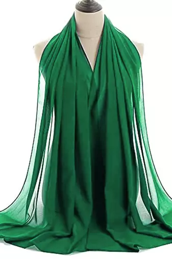 Green embroidered georgette islamic kaftans With Scarves Sun-proof hijab
