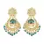 Green and gold-plated kundan chandbali earrings     traditional indian jhumka earrings with pearls