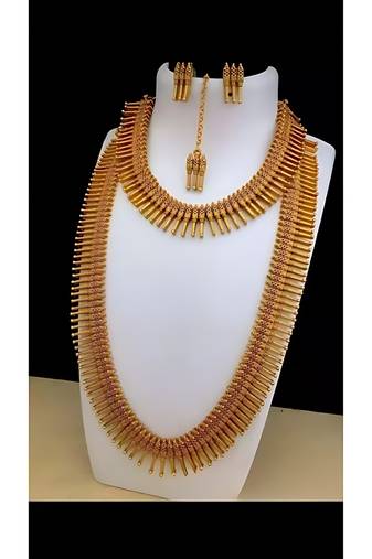 exquisite gold spike necklace set - traditional kerala style jewelry collection
description: