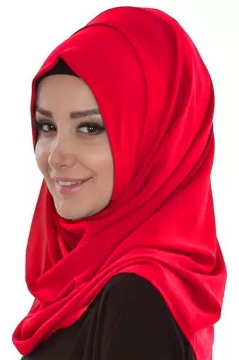 Red embroidered georgette islamic kaftans With Sun-proof hijab