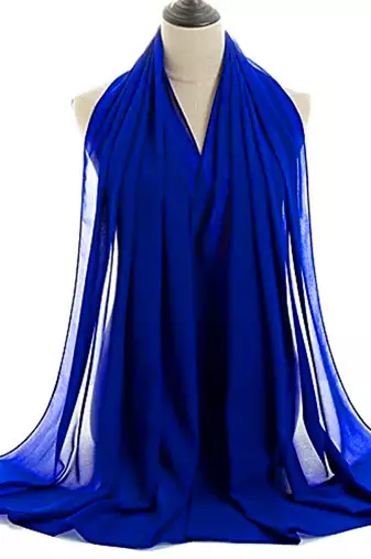 Blue embroidered georgette islamic kaftans With Sun-proof hijab