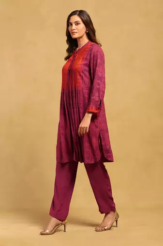 Ritu kumar red aninda kurta with pant