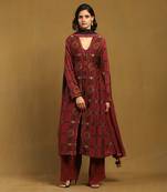 Ritu kumar red kinnauri kurti with pant and dupatta