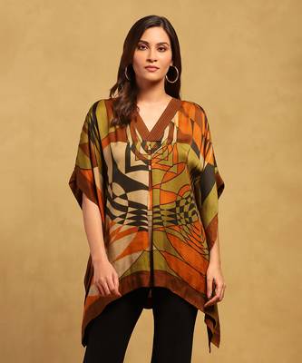 Ritu kumar brown minati kaftan kurta 1