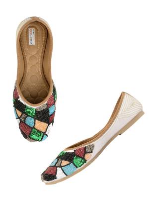 Ethnic women footwear hand embroidery punjai jutti -heavy multicolour 1