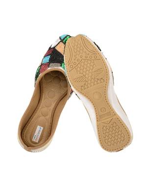 Ethnic women footwear hand embroidery punjai jutti -heavy multicolour 3