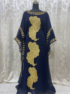 Sale New Navy-Blue Aari Embroidery Stone Work Georgette Casual Stitched Wedding Party Wear Dress 262 1